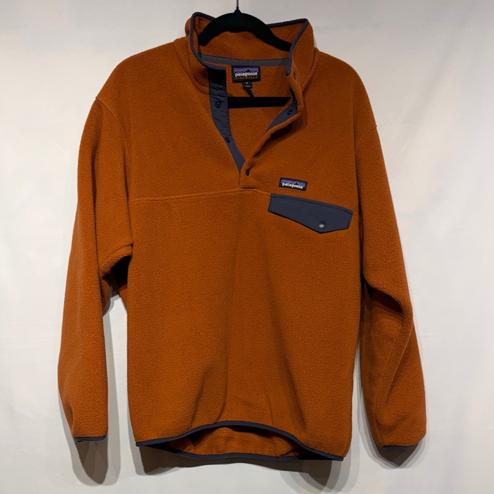 Patagonia Men's Lightweight Synchilla Snap-T Fleece Pullover Burnished Red Sz M - Picture 3 of 11